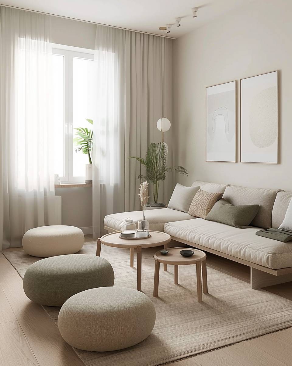 Einrichtungstipps für schmale Räume- Ergänze kleine Hocker als flexible Sitzgelegenheit