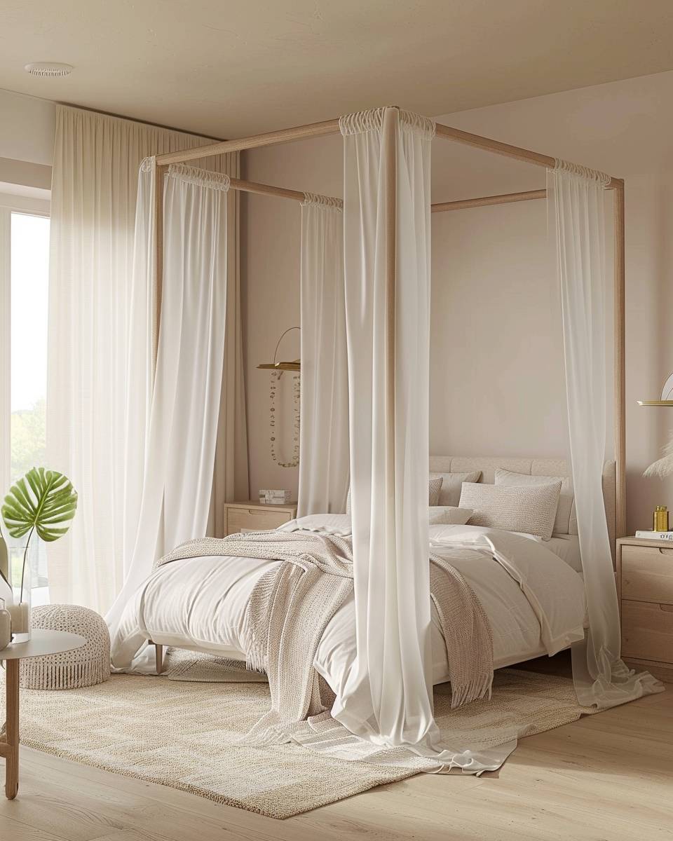 Ideen: Schlafzimmer mit Himmelbett- Wähle sanfte Pastelltöne für Entspannung