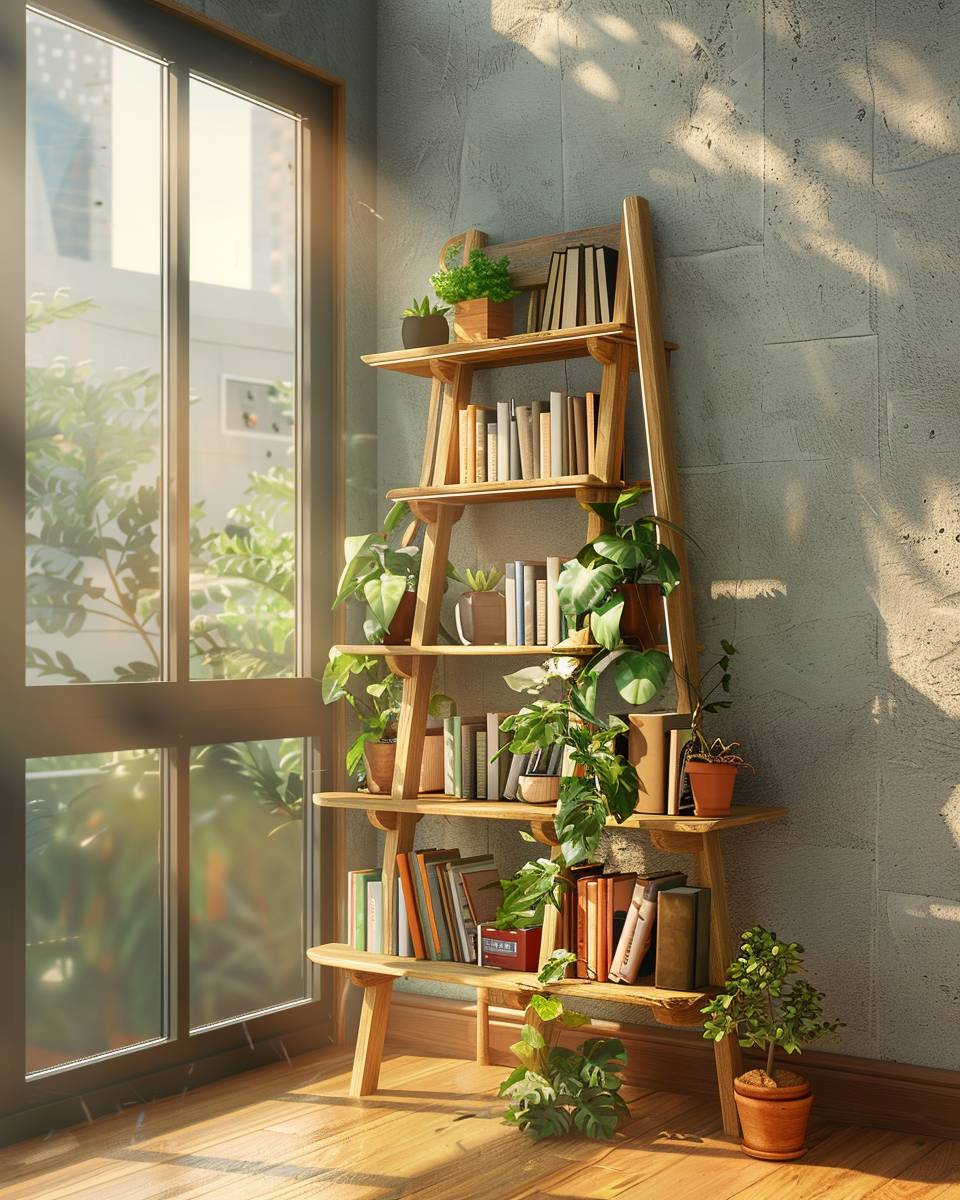 Kreative Ideen für Bücherregale- Verwandle Holzleitern in kreative Regale