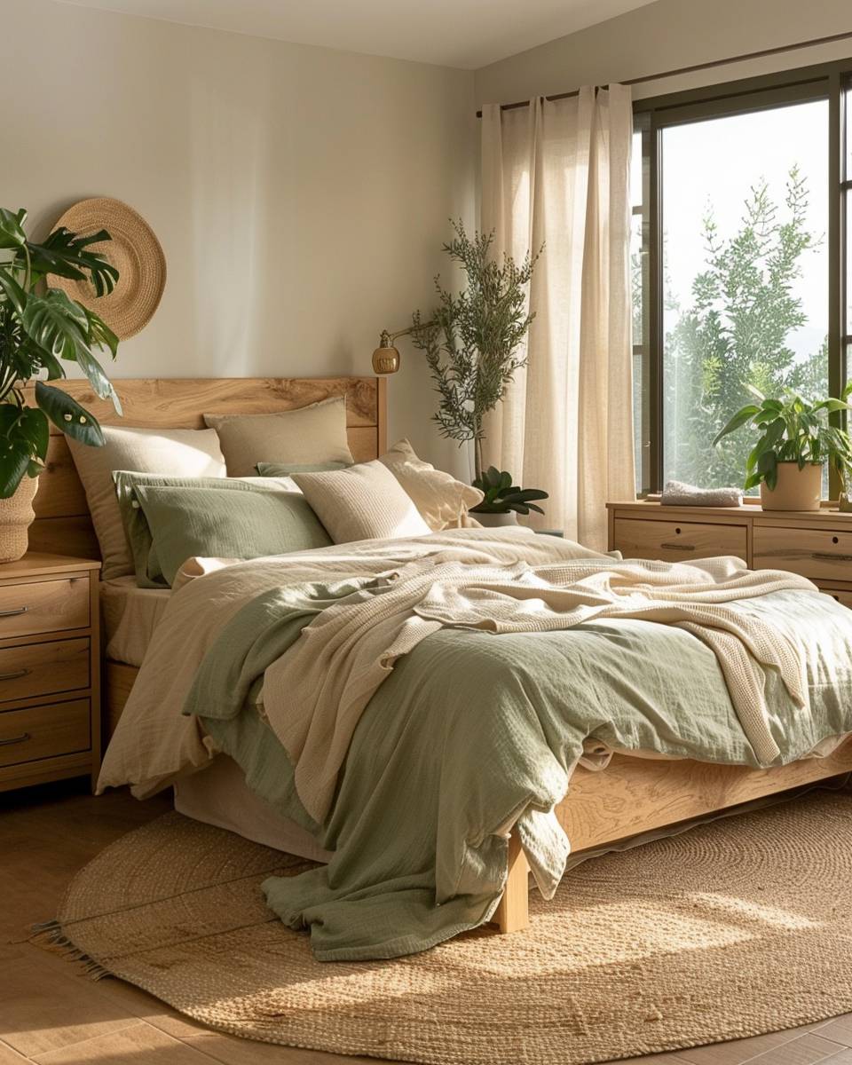 Schlafzimmer in Naturtönen gestalten- Integriere unbehandelte Holzmöbel