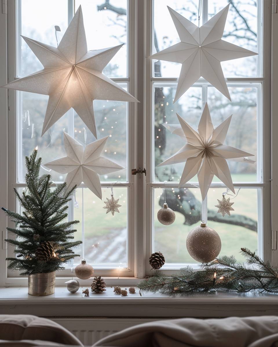 Dekotrends Weihnachten 2024- Bastle große Origami-Sterne für Fensterdeko