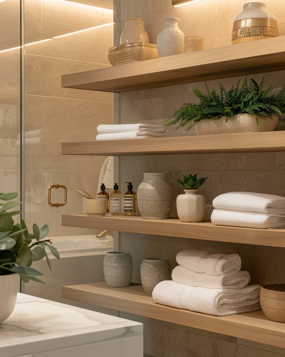 Ideen: Badezimmer dekorieren- Gestalte Regale mit schönen Accessoires
