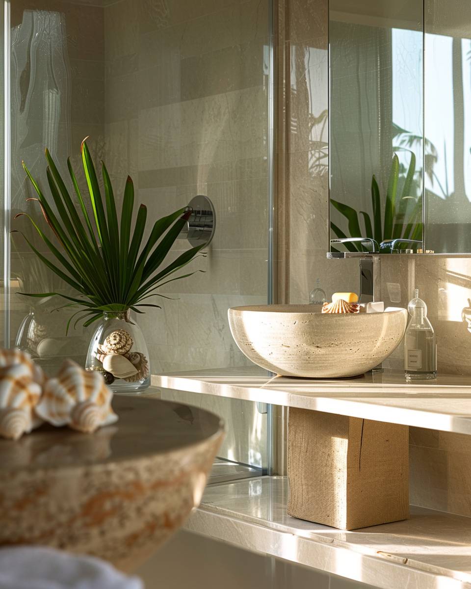 Ideen: Badezimmer dekorieren- Präsentiere Muscheln in stylischen Glasvasen