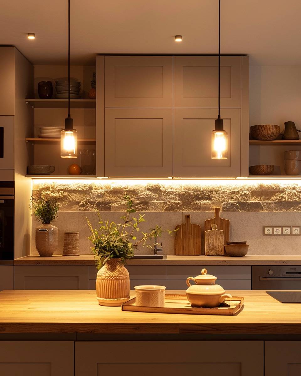 Ideen: Küche gemütlich machen- Wähle warme Lichtquellen für Wohlfühlatmosphäre
