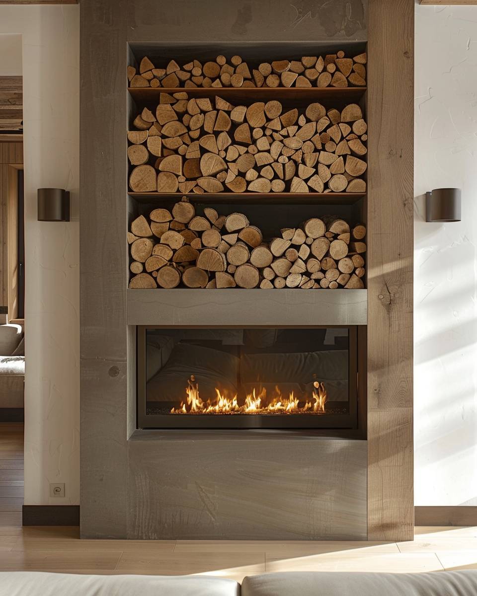 Ideen: Kaminholz aufbewahren- Setze auf clevere Wandnischen als Holzlager