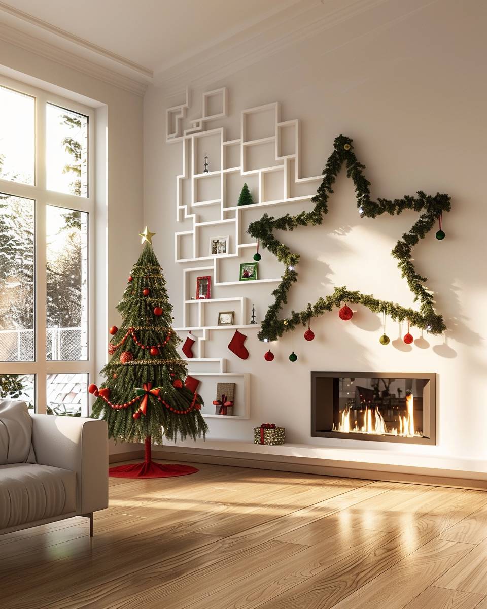 Ideen für weihnachtliche Wanddeko- Präsentiere Fotos in Weihnachtsformen an der Wand