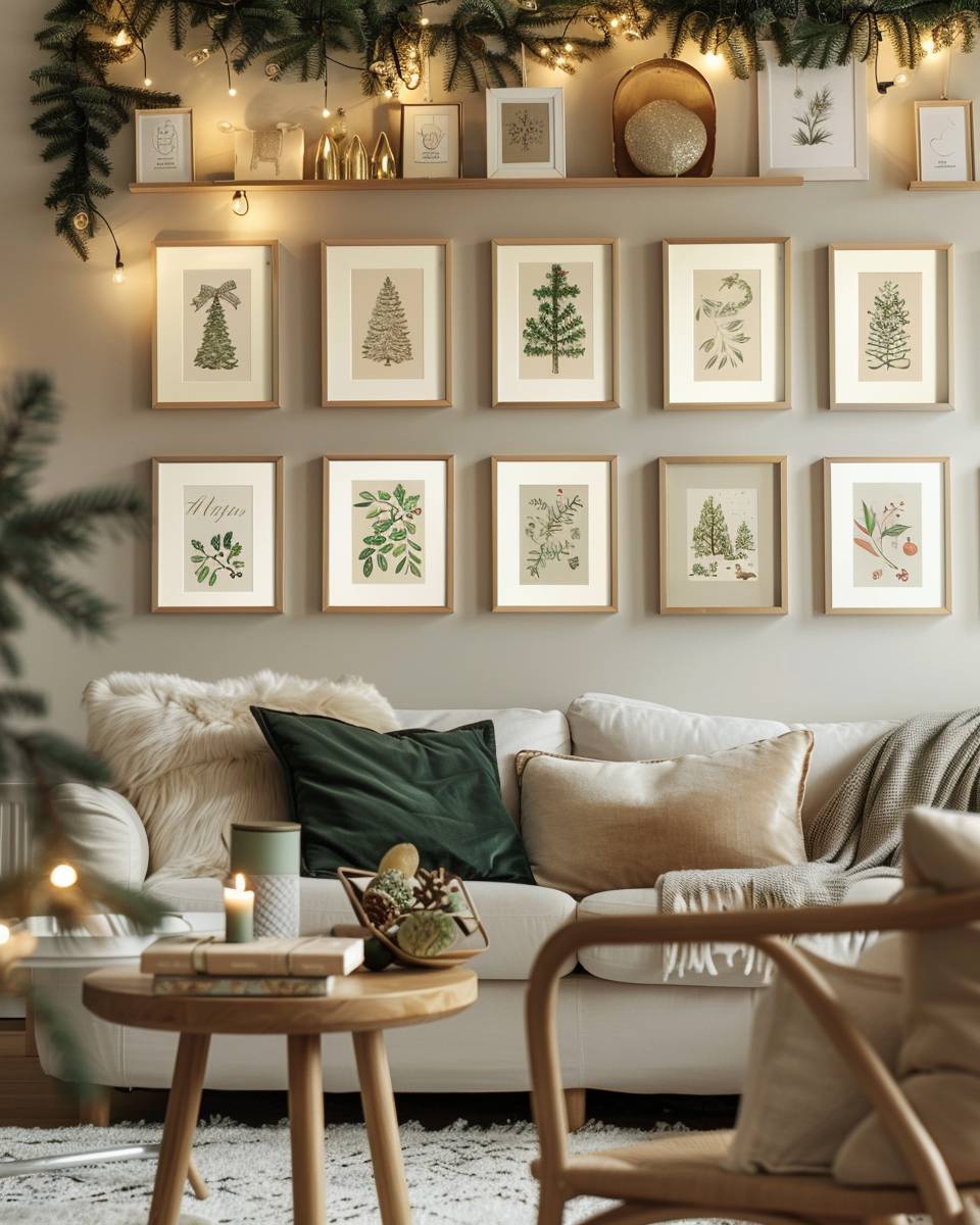 Ideen für weihnachtliche Wanddeko- Präsentiere gerahmte Weihnachtskarten als Kunstwerk