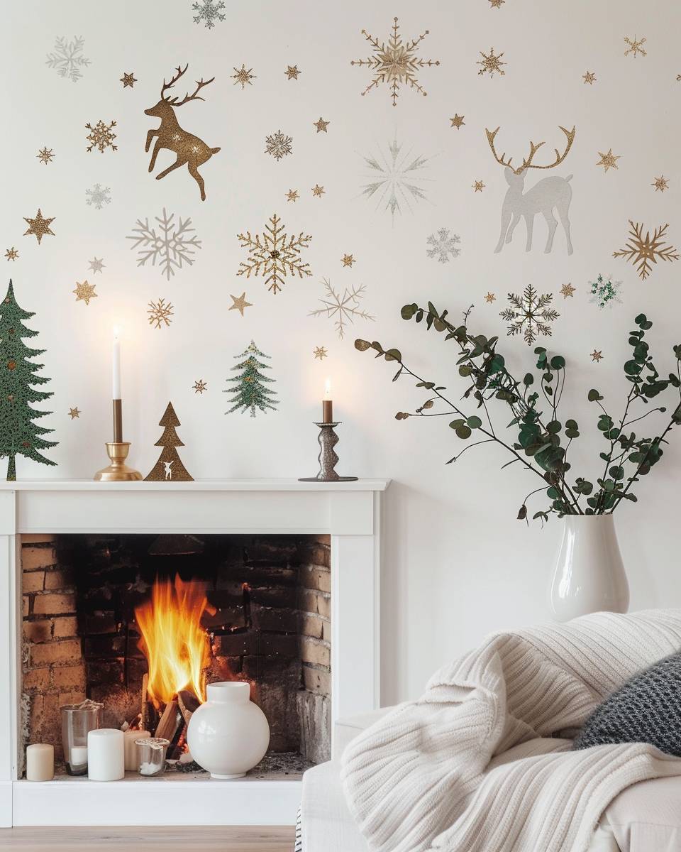 Ideen für weihnachtliche Wanddeko- Setze Wandsticker im Winterdesign kreativ ein