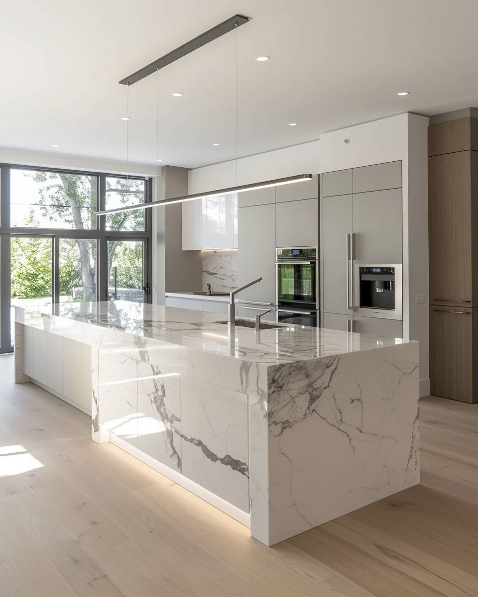 Küche mit Marmor gestalten- Gestalte die Kücheninsel komplett aus Marmor