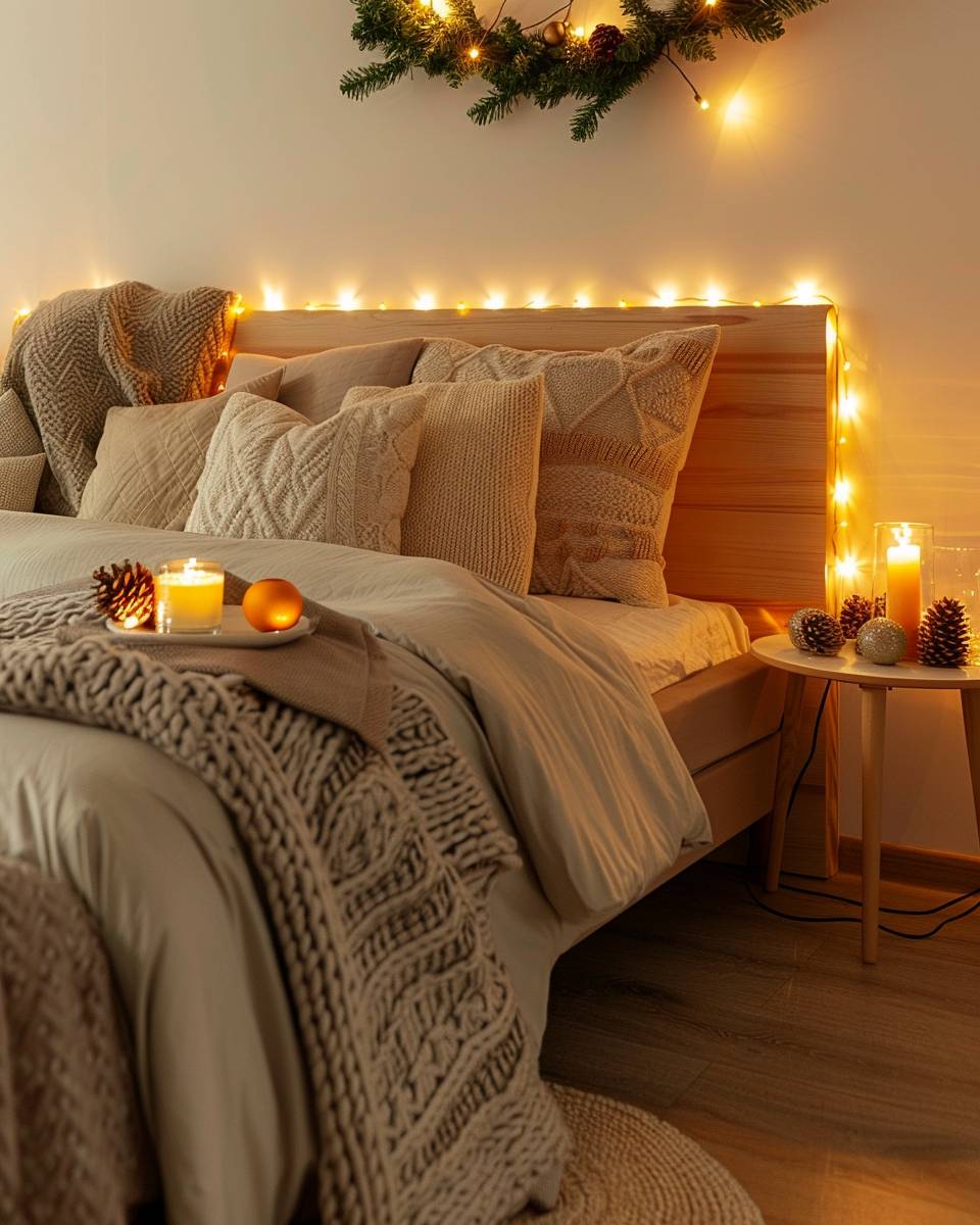 Schlafzimmer weihnachtlich dekorieren- Platziere eine duftende Kerze mit Zitrusnote