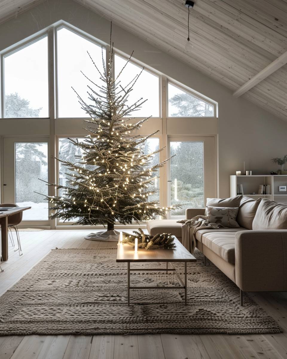 Weihnachtsbaum-Inspiration- Betone einzelne Zweige mit Schneespray