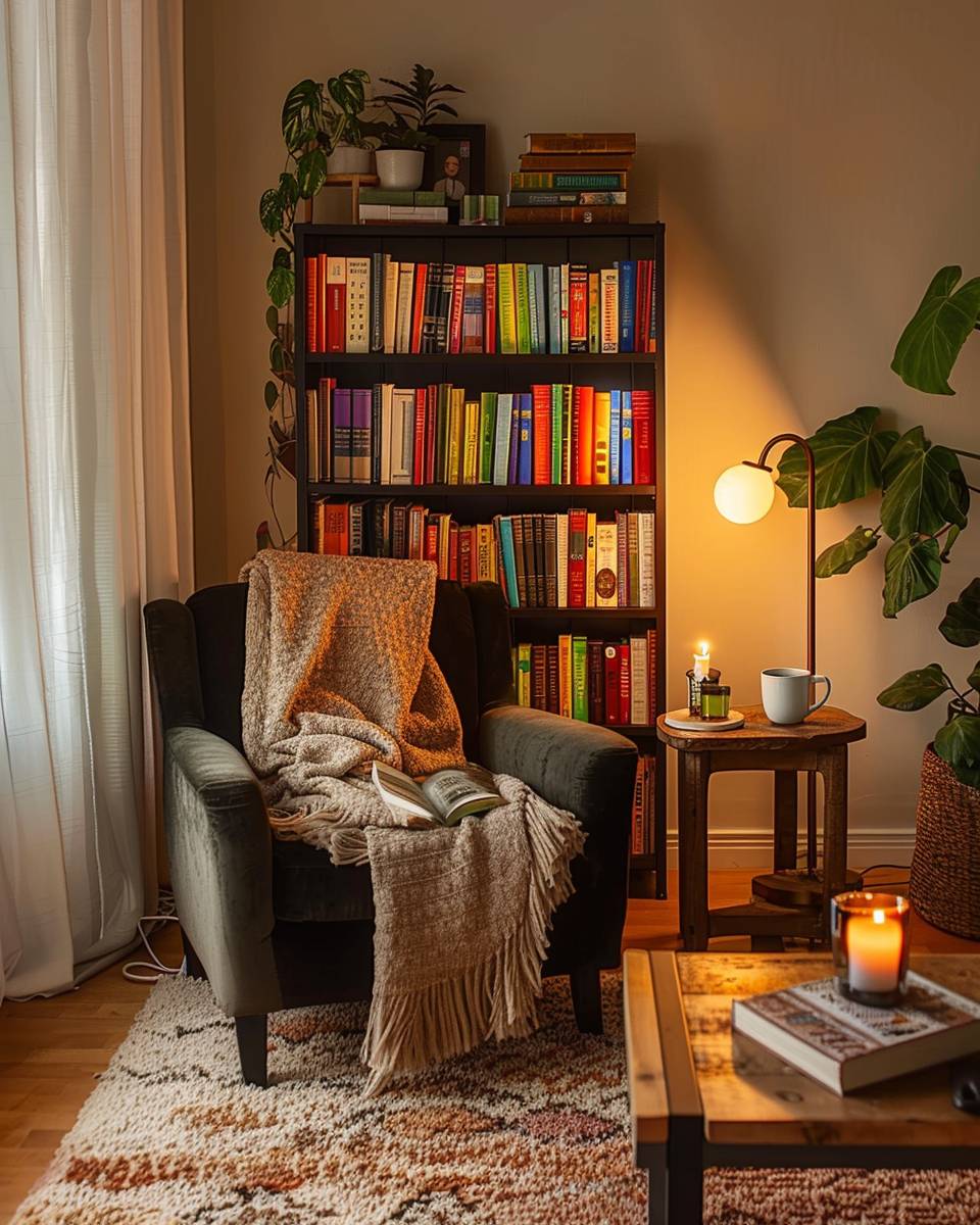 Wohnzimmer gemütlich machen: Ideen- Präsentiere Lieblingsbücher auf einem kleinen Regal