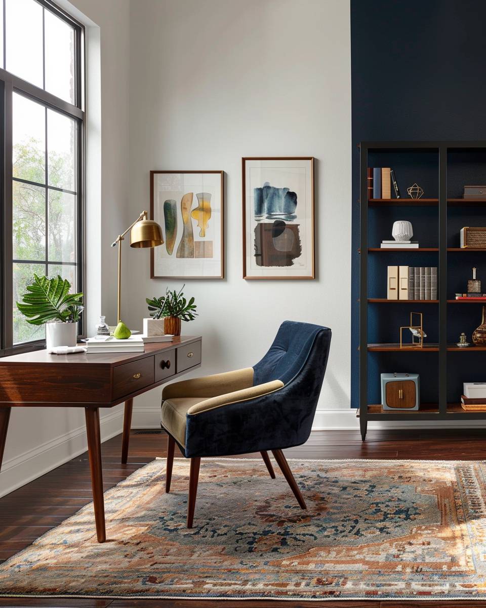 Arbeitszimmer in Petrol gestalten- Experimentiere mit Vintage-Möbeln in Petrol-Optik