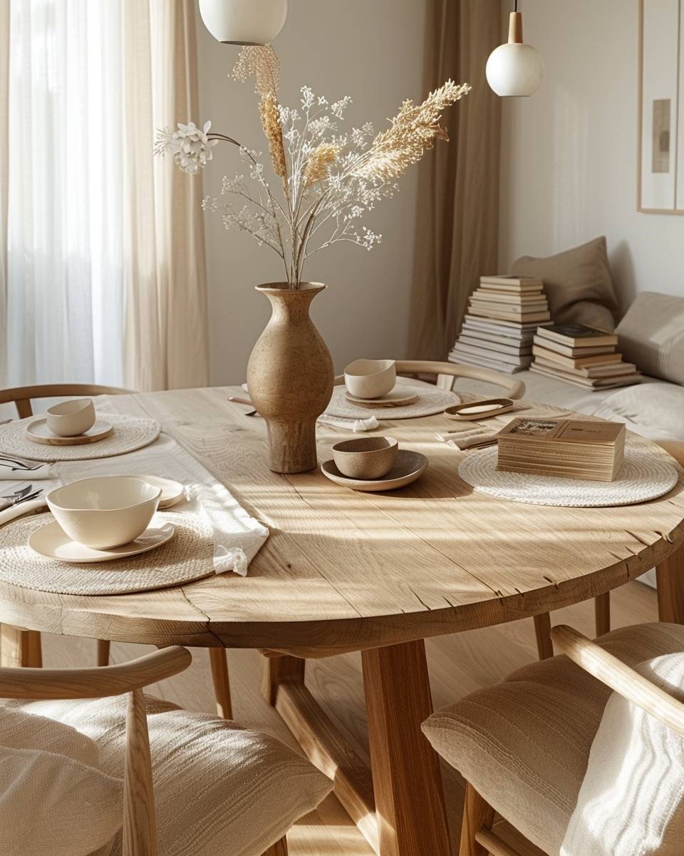 Esszimmer mit runden Tischen gestalten- Inszeniere persönliche Lieblingsstücke auf dem Tisch