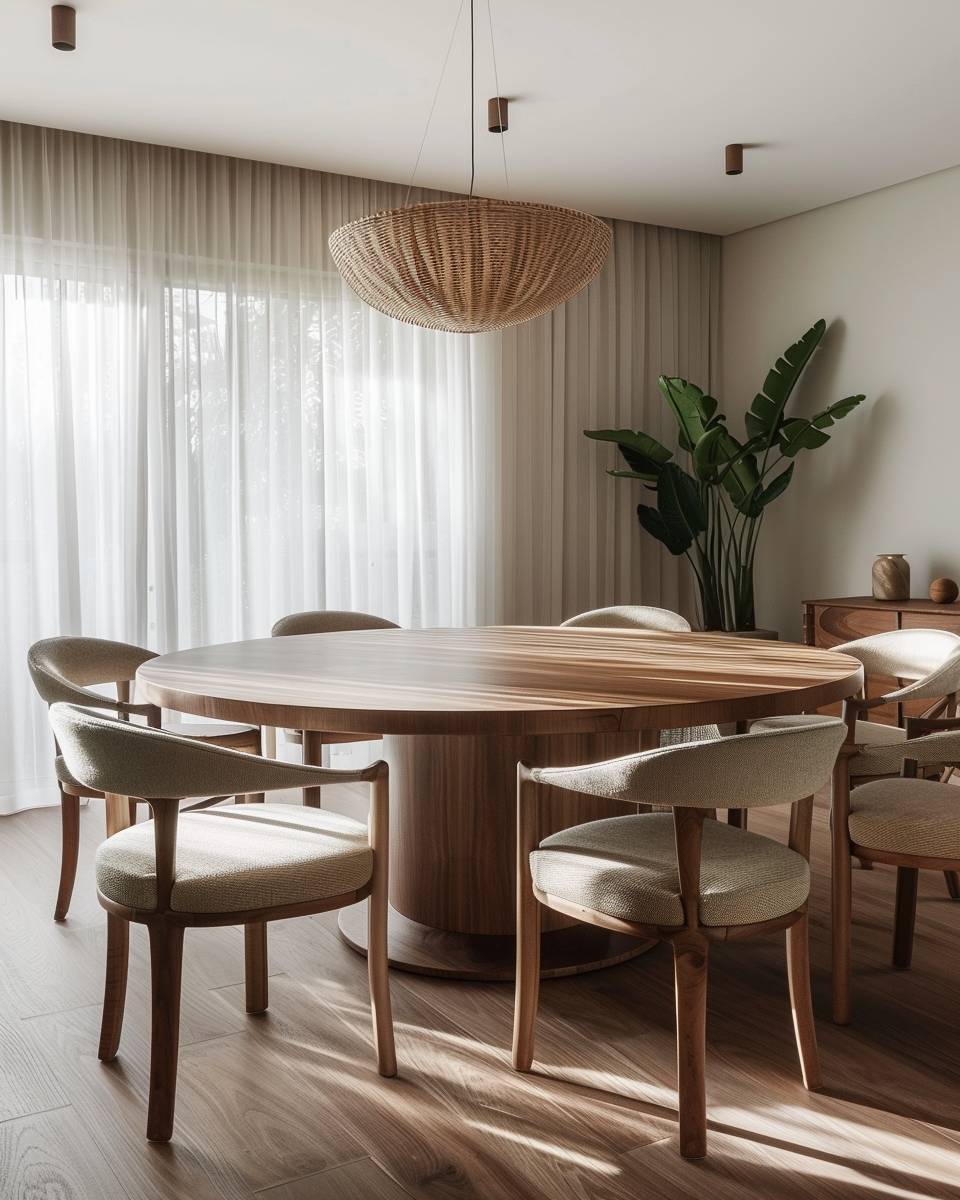 Esszimmer mit runden Tischen gestalten- Kombiniere Sitze mit und ohne Lehne kreativ