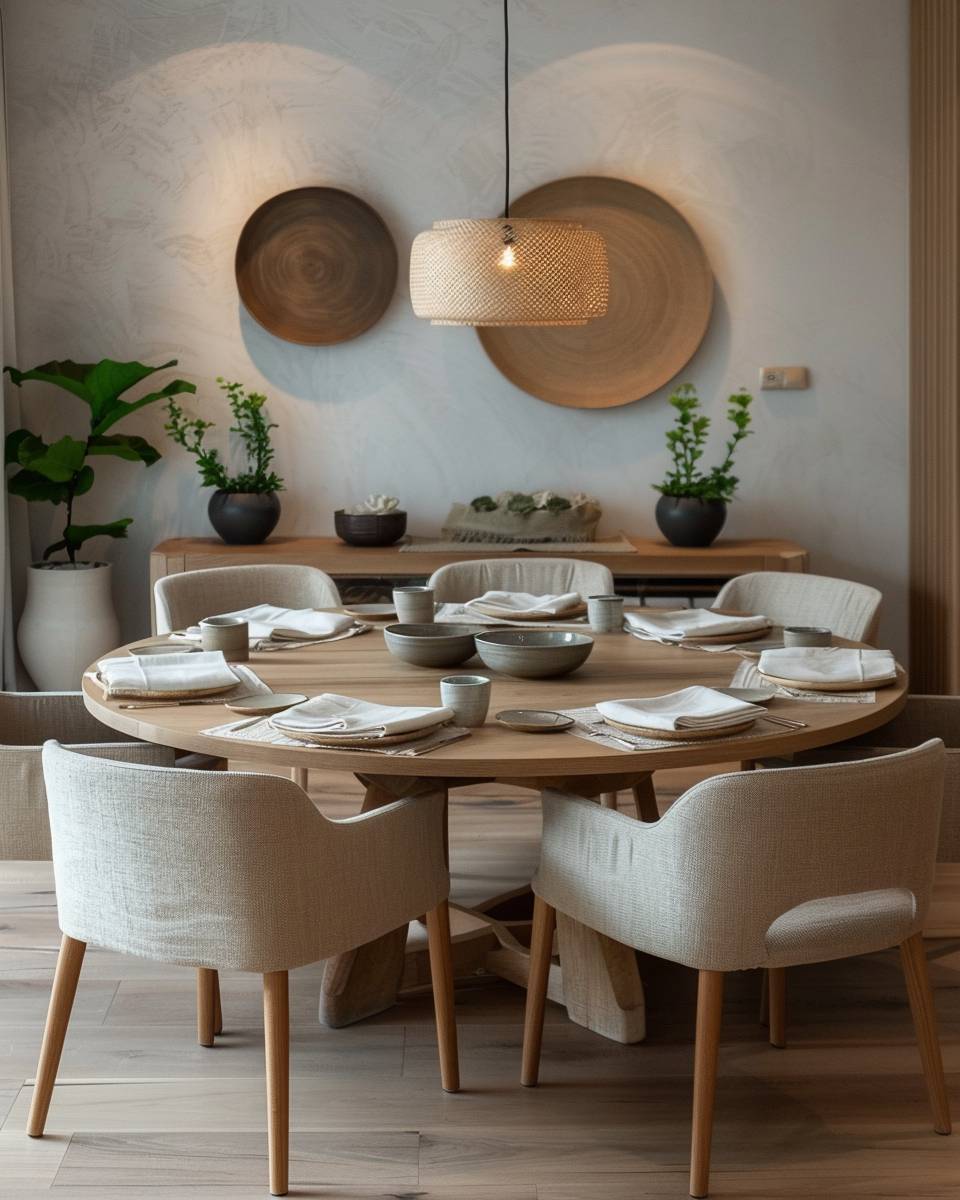 Esszimmer mit runden Tischen gestalten- Lege Textilservietten für Eleganz bereit