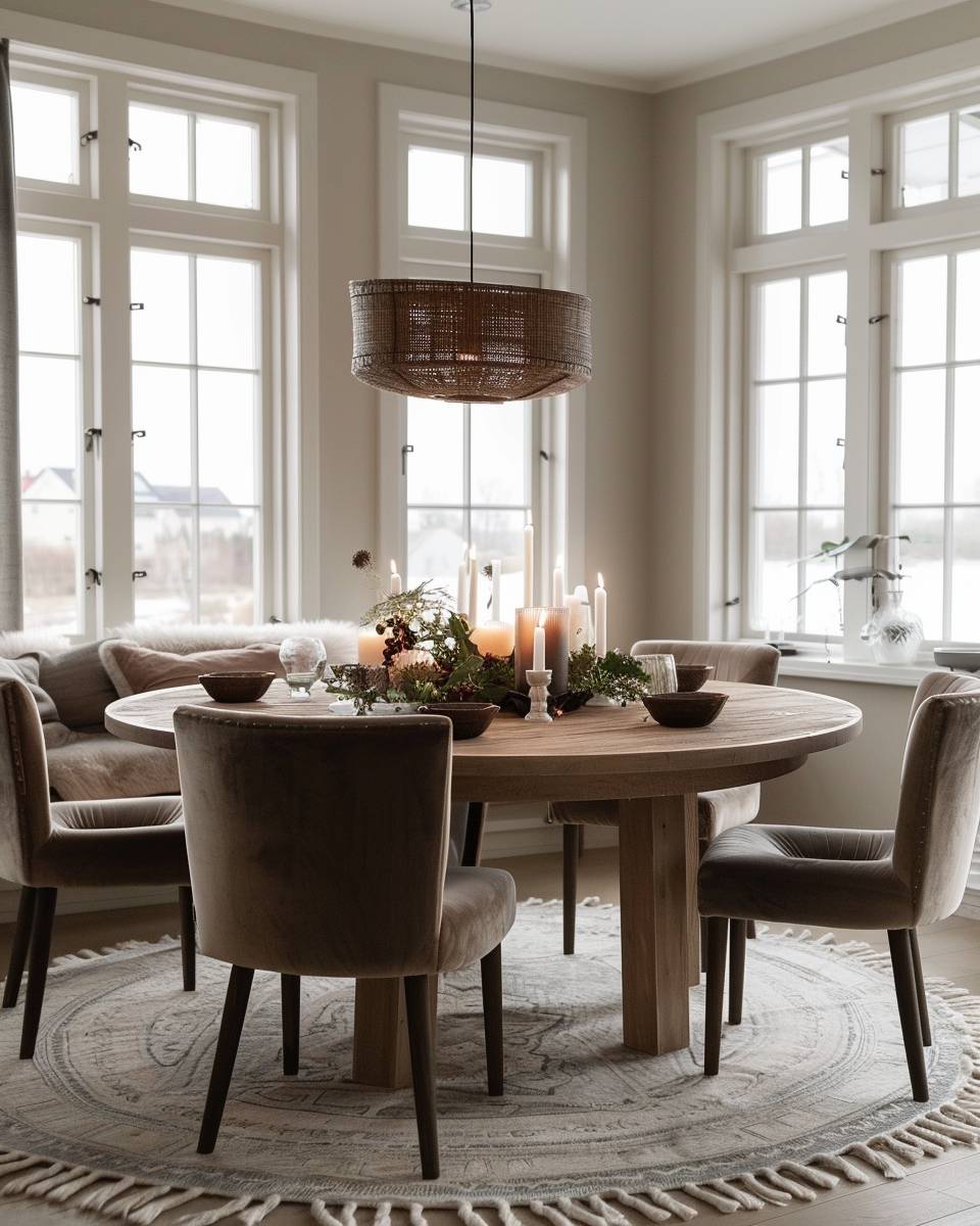Esszimmer mit runden Tischen gestalten- Präsentiere saisonale Dekoration als Centerpiece