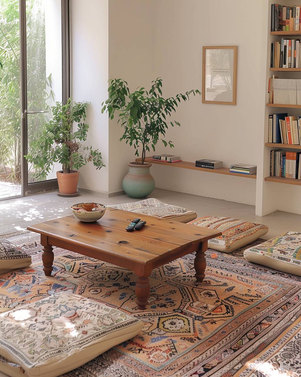 Ideen: Einrichten mit Vintage-Teppichen- Beziehe Sitzkissen mit Vintage-Teppichresten