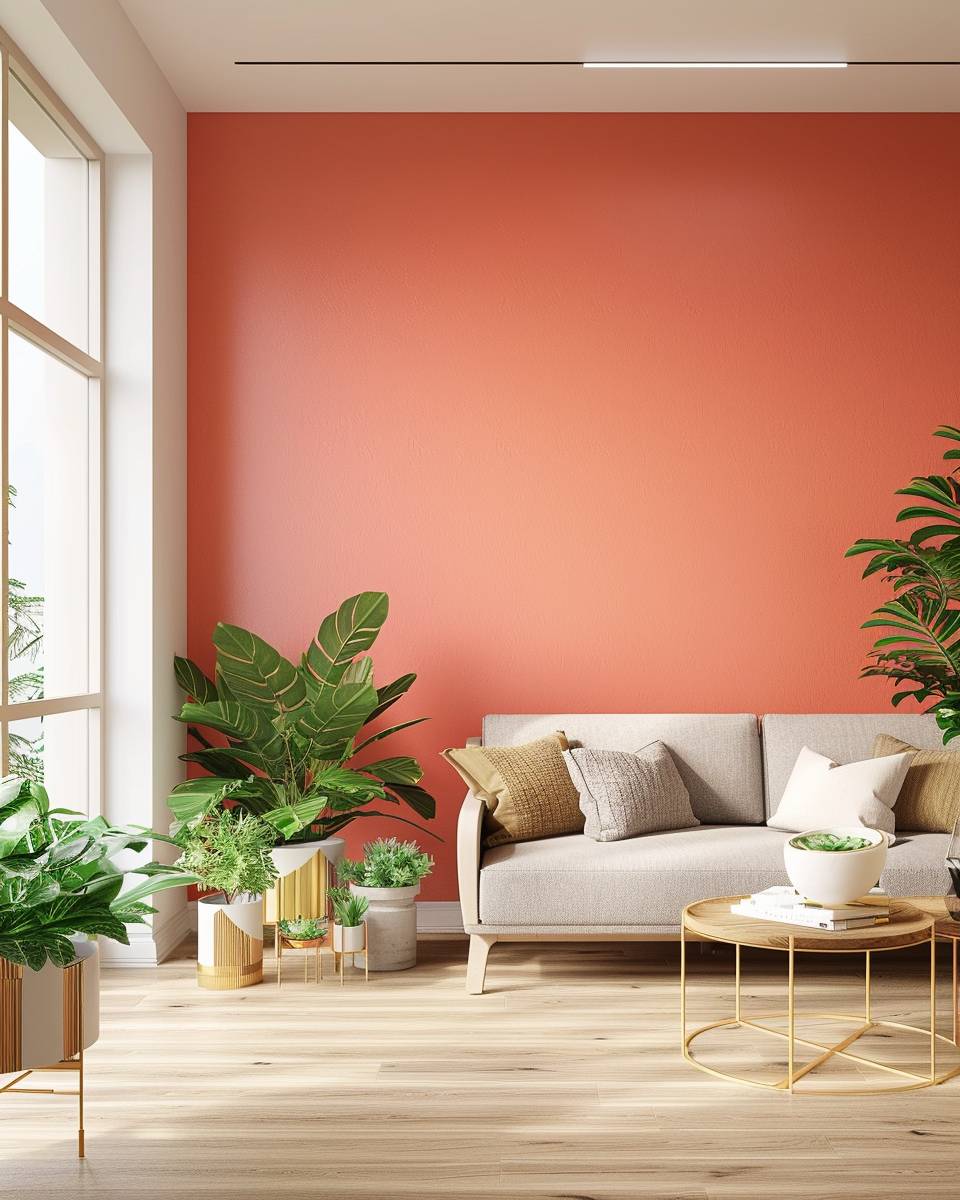 Wandfarbe Koralle: Ideen und Inspiration- Wähle Koralle für eine Feature-Wand