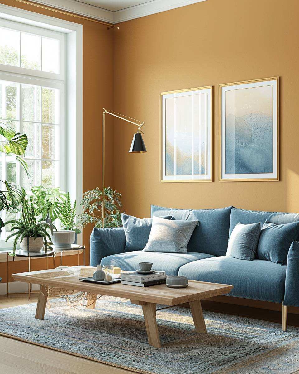 Welche Farbe passt zu Ocker?- Ergänze Ocker um sanftes Blaugrau