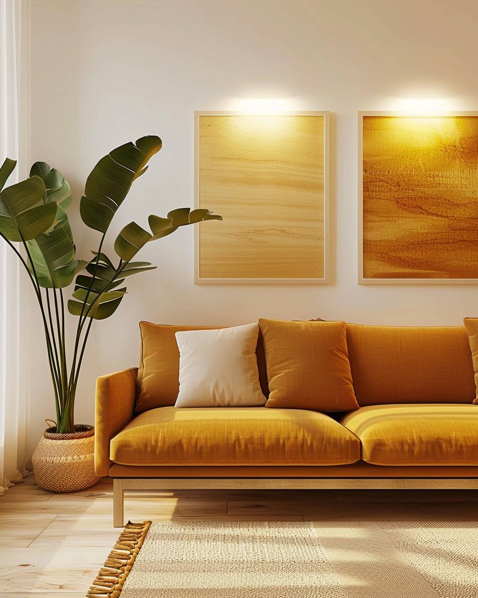 Welche Farbe passt zu Ocker?- Setze Ocker auf cremeweißen Wänden ein