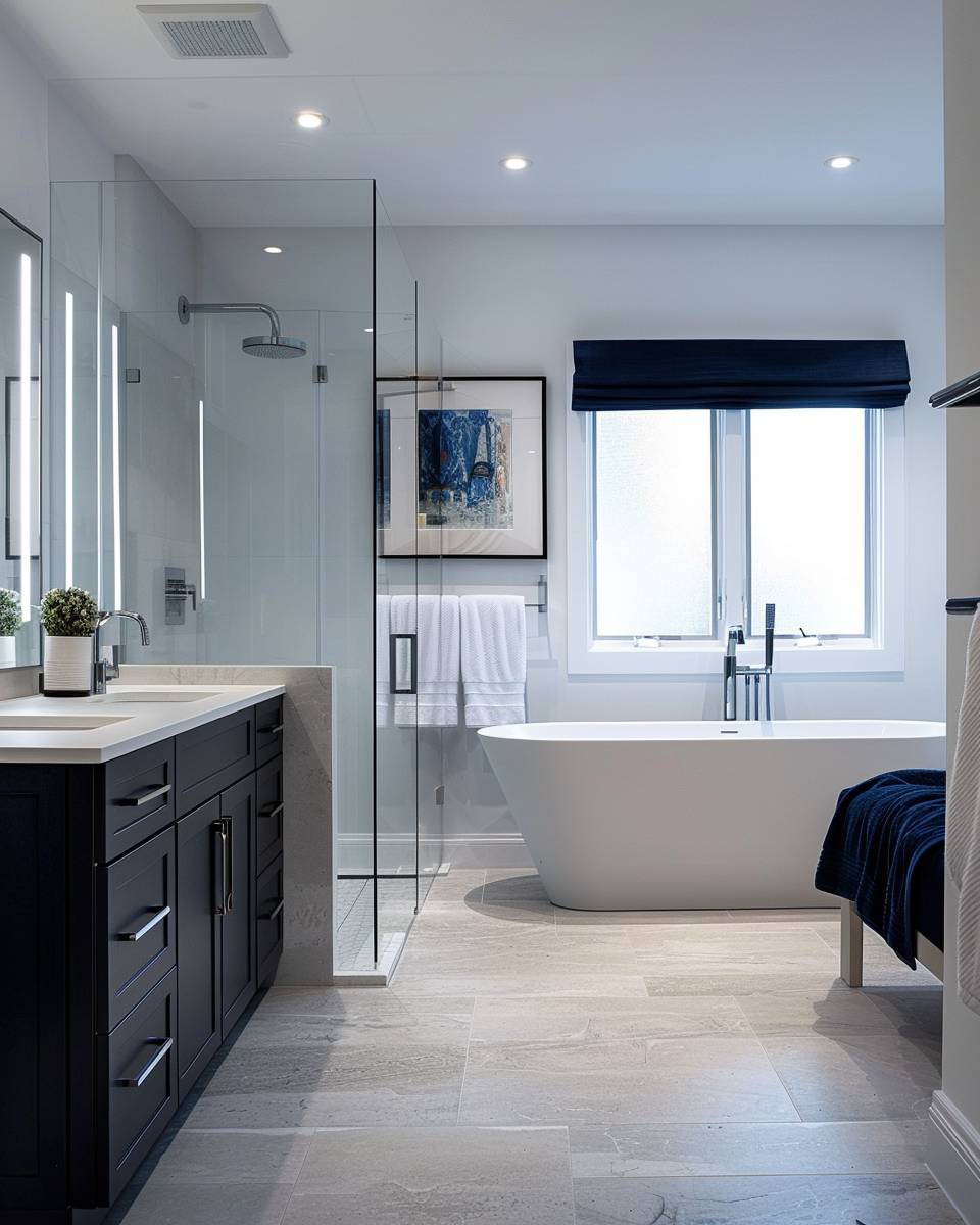 Badezimmer in Blau- Wähle indigoblaue Handtücher für Farbakzente