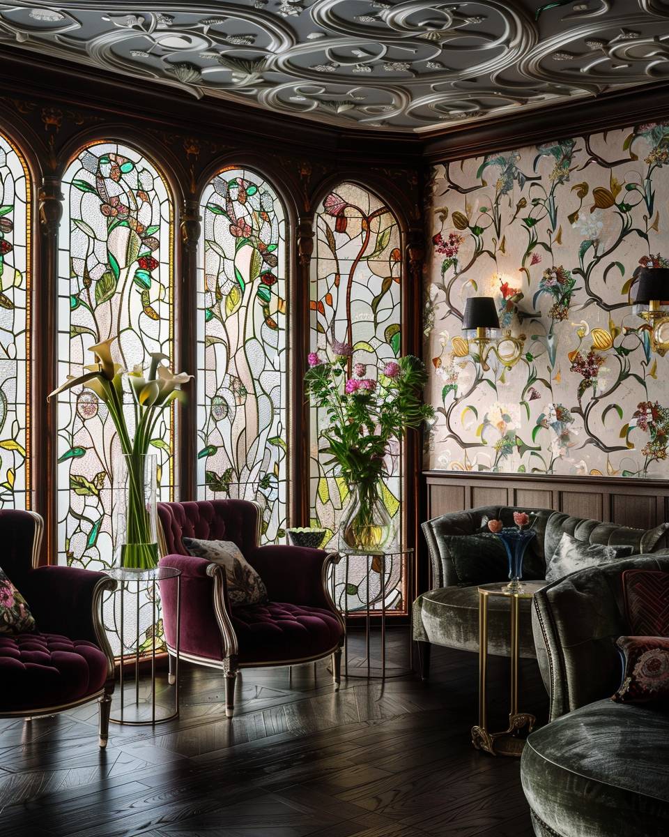Einrichtungsstil: Art Noveau-Integriere florale Muster in deine Tapeten