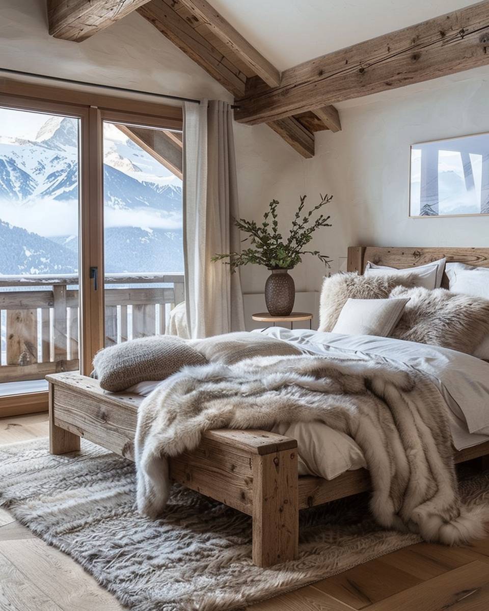 Schlafzimmer im Chalet-Stil gestalten- Wähle massive Holzmöbel im Used-Look