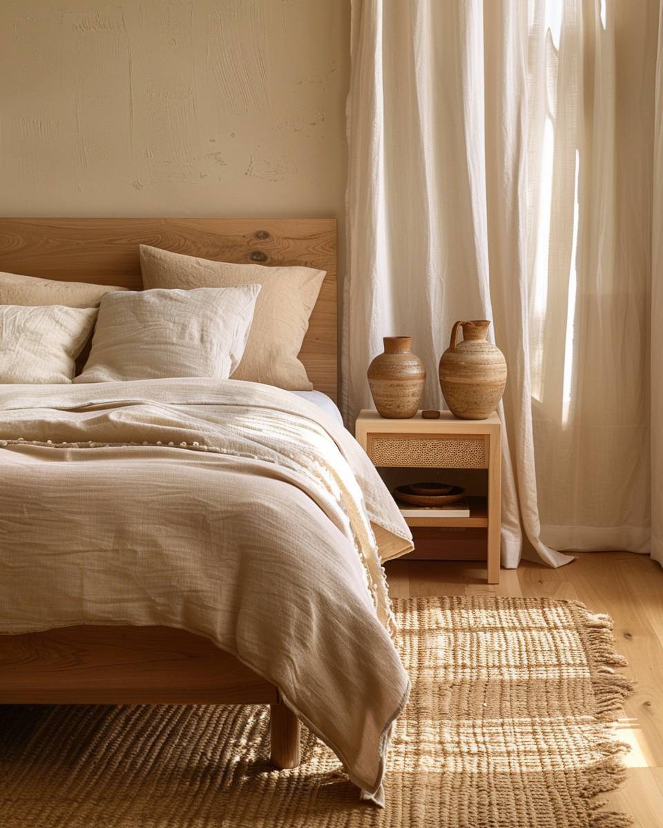 Schlafzimmer in Sandtönen gestalten- Präsentiere Keramikvasen in Erdnuancen