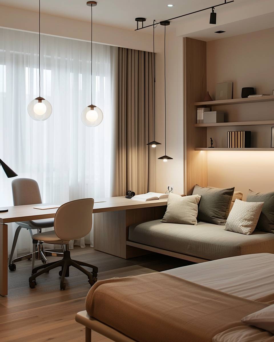 Arbeitszimmer und Gästezimmer kombinieren- Installiere dimmbare Leuchten für stimmungsvolles Licht