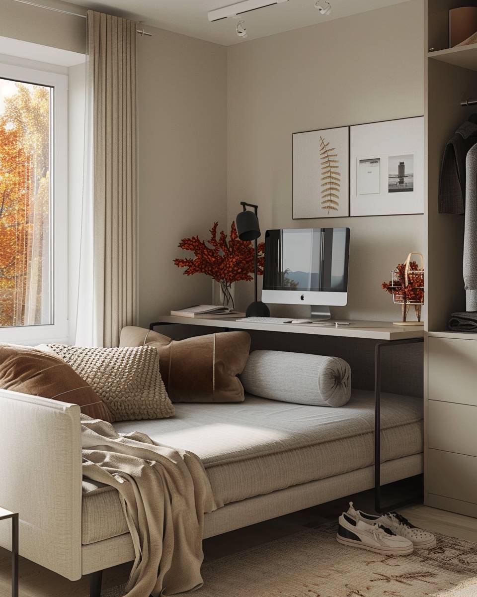 Arbeitszimmer und Gästezimmer kombinieren- Schmücke den Raum mit saisonalen Dekoelementen