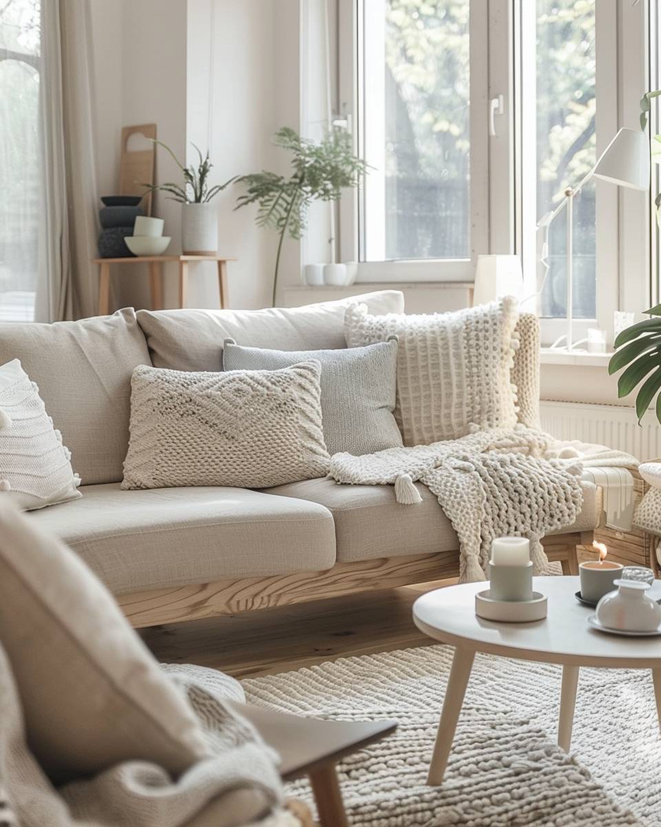 Inspiration: Hygge-Dekoration- Integriere dezente Farbakzente mit Deko-Kissen