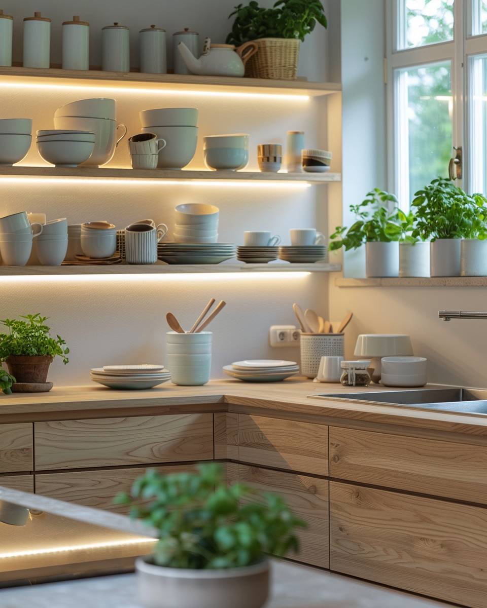 Küche im Hygge-Stil einrichten- Wähle Geschirr in sanften Pastelltönen