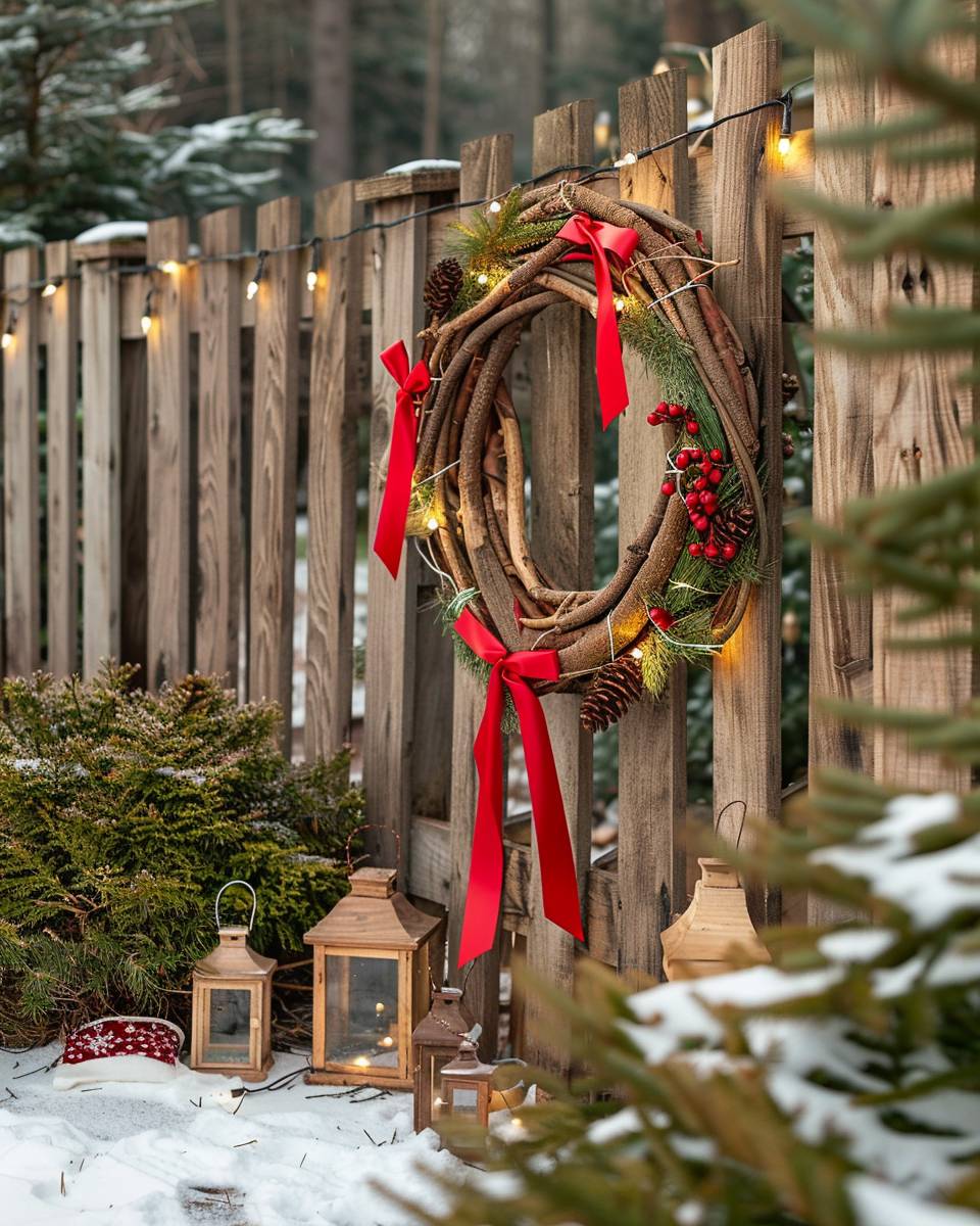 Weihnachtliche Holzdeko für Draußen- Verbinde Äste zu einem Adventskranz