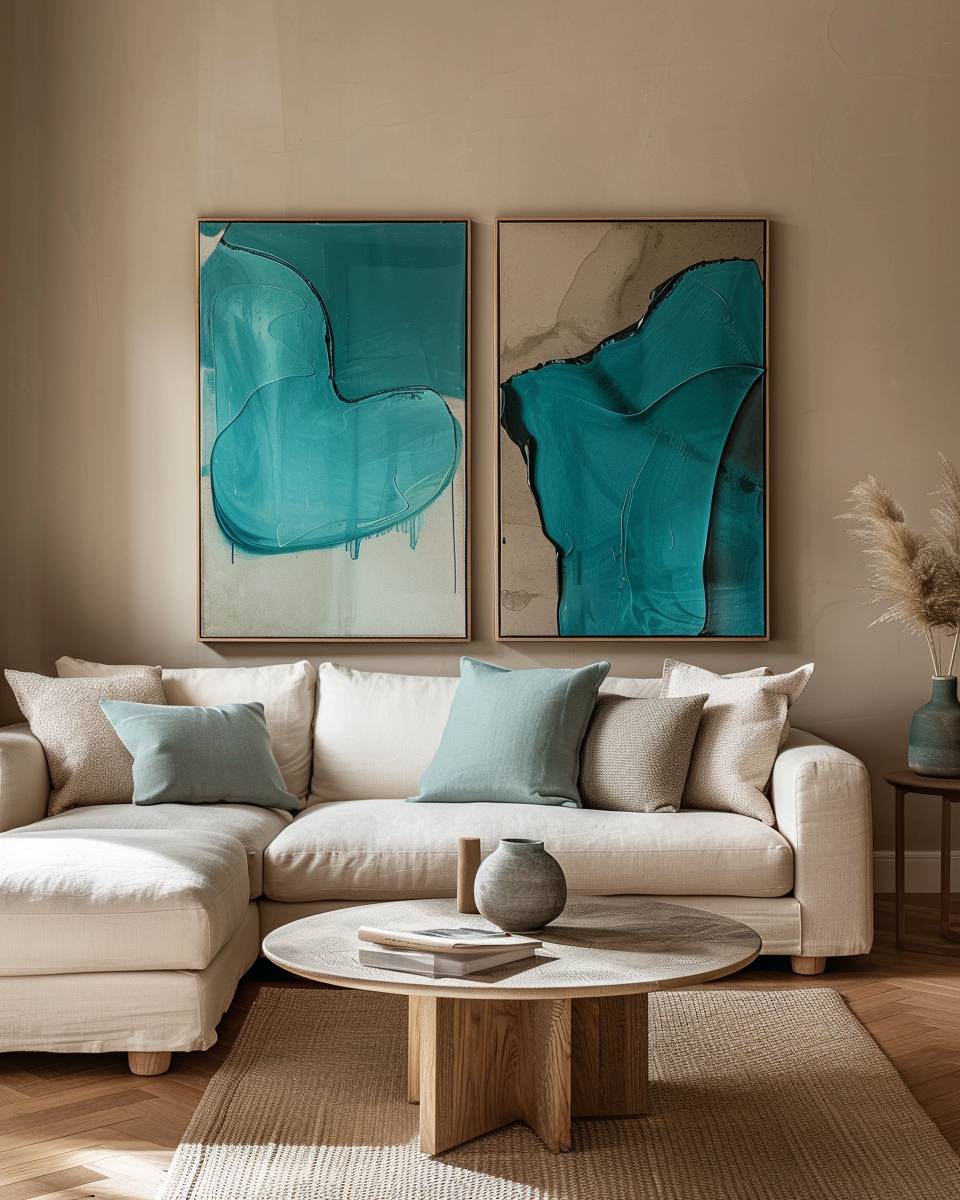 Welche Farbe passt zu Beige?- Experimentiere mit Gemälden in Türkis