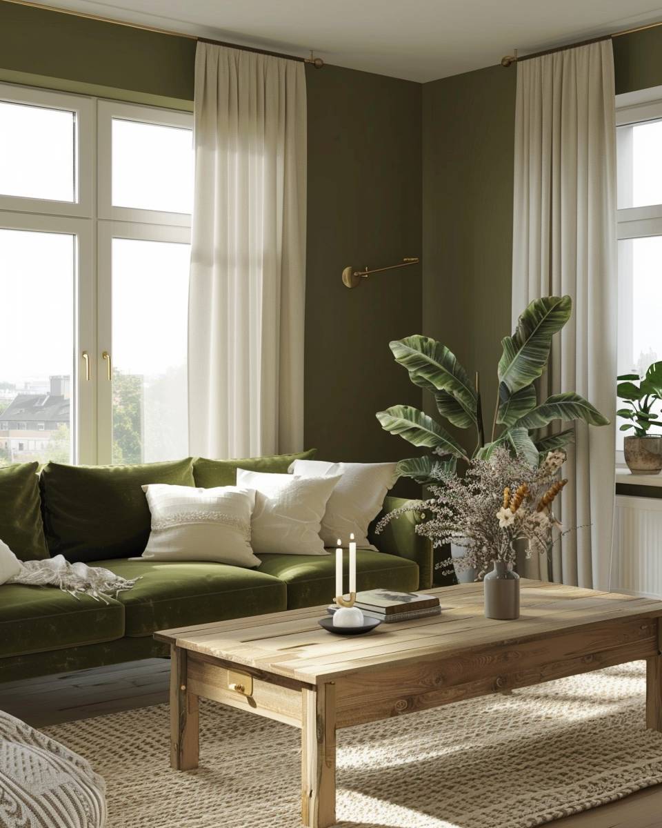 Welche Farbe passt zu Olivgrün?- Betone Olivgrün mit sanftem Cremeweiß