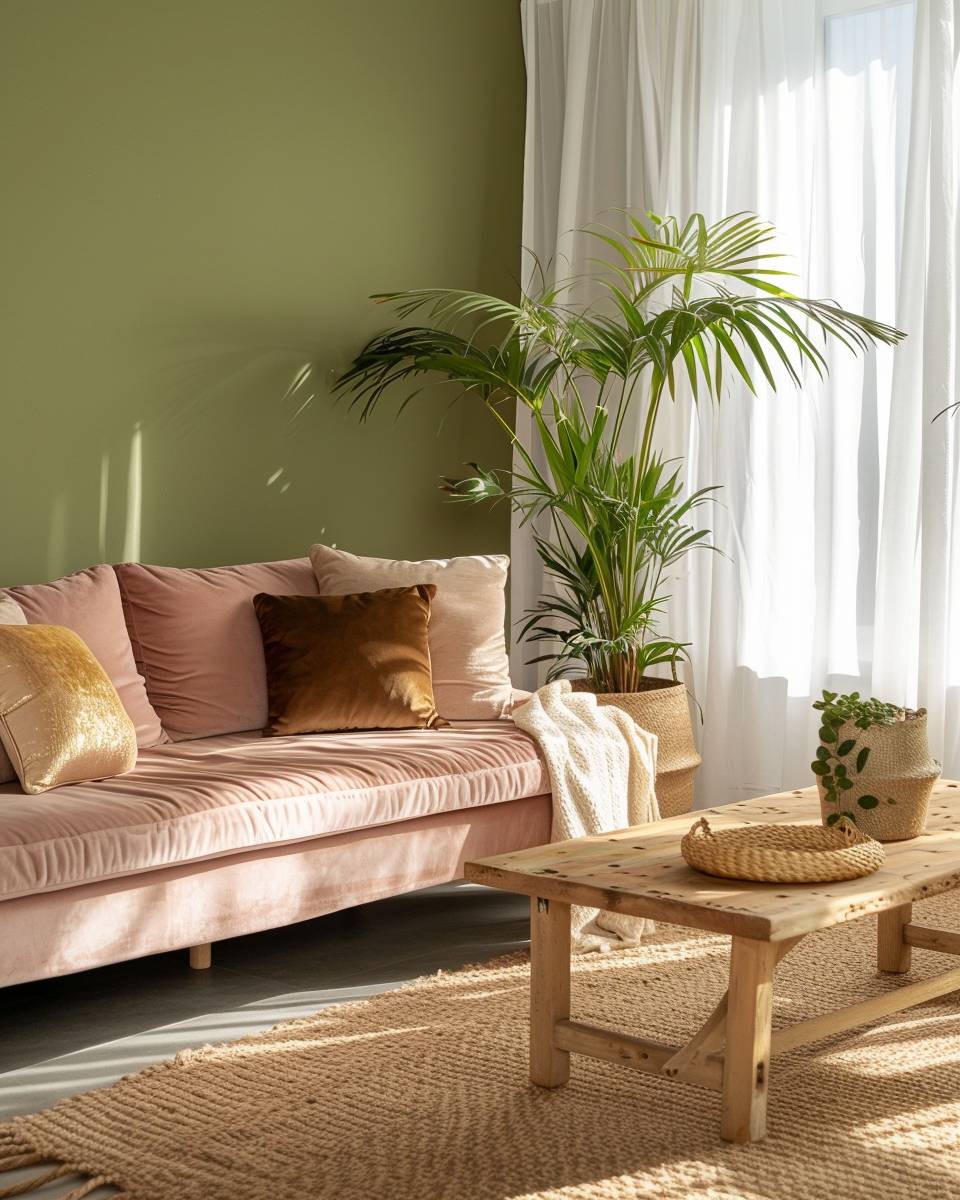 Welche Farbe passt zu Olivgrün?- Ergänze Olivgrün um zartes Rosa für Sanftheit