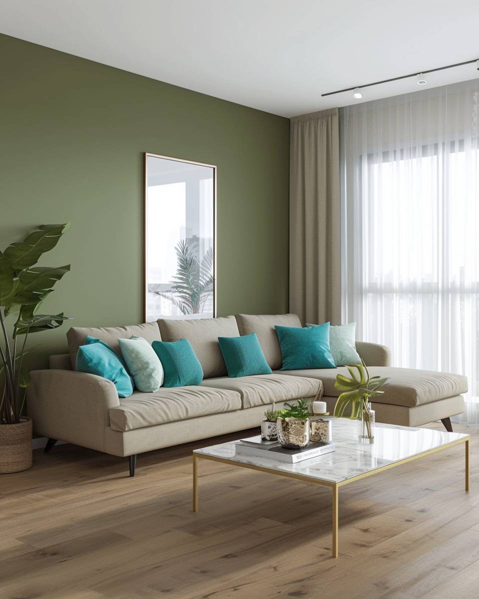 Welche Farbe passt zu Olivgrün?- Probiere Türkistöne für einen modernen Twist