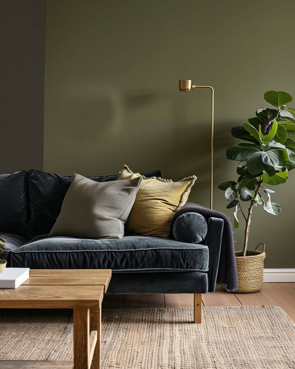 Welche Farbe passt zu Olivgrün?- Setze Akzente mit Blaugrau für Tiefe