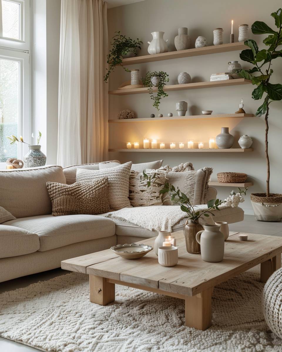Wohnzimmer im Hygge-Stil einrichten- Streiche Wände in sanften Farben