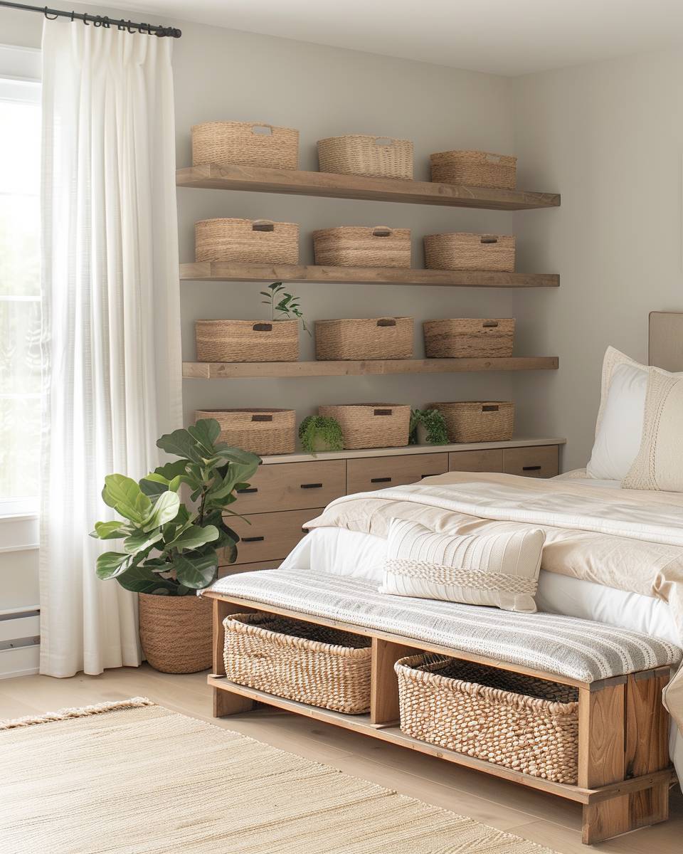 Dekoideen fürs Gästezimmer- Schaffe Stauraum mit dekorativen Körben