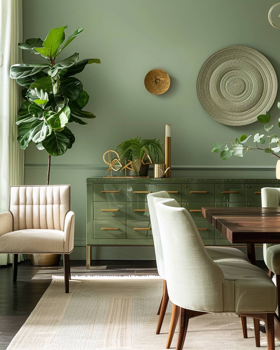 Esszimmer in Grün gestalten- Richte ein Buffet im Grünton als Hingucker ein