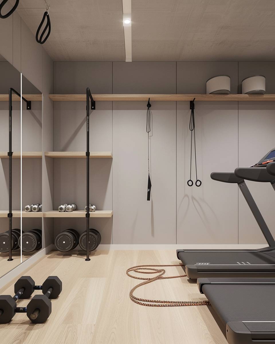 Fitnesskeller einrichten- Hänge Haken für Fitnessbänder und Sprungseil auf