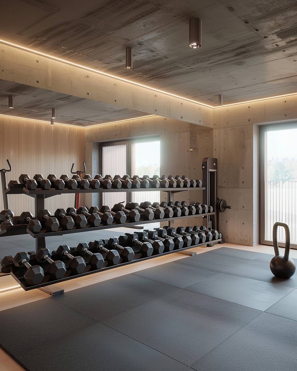 Fitnesskeller einrichten- Kombiniere Hanteln und Kettlebells für Abwechslung