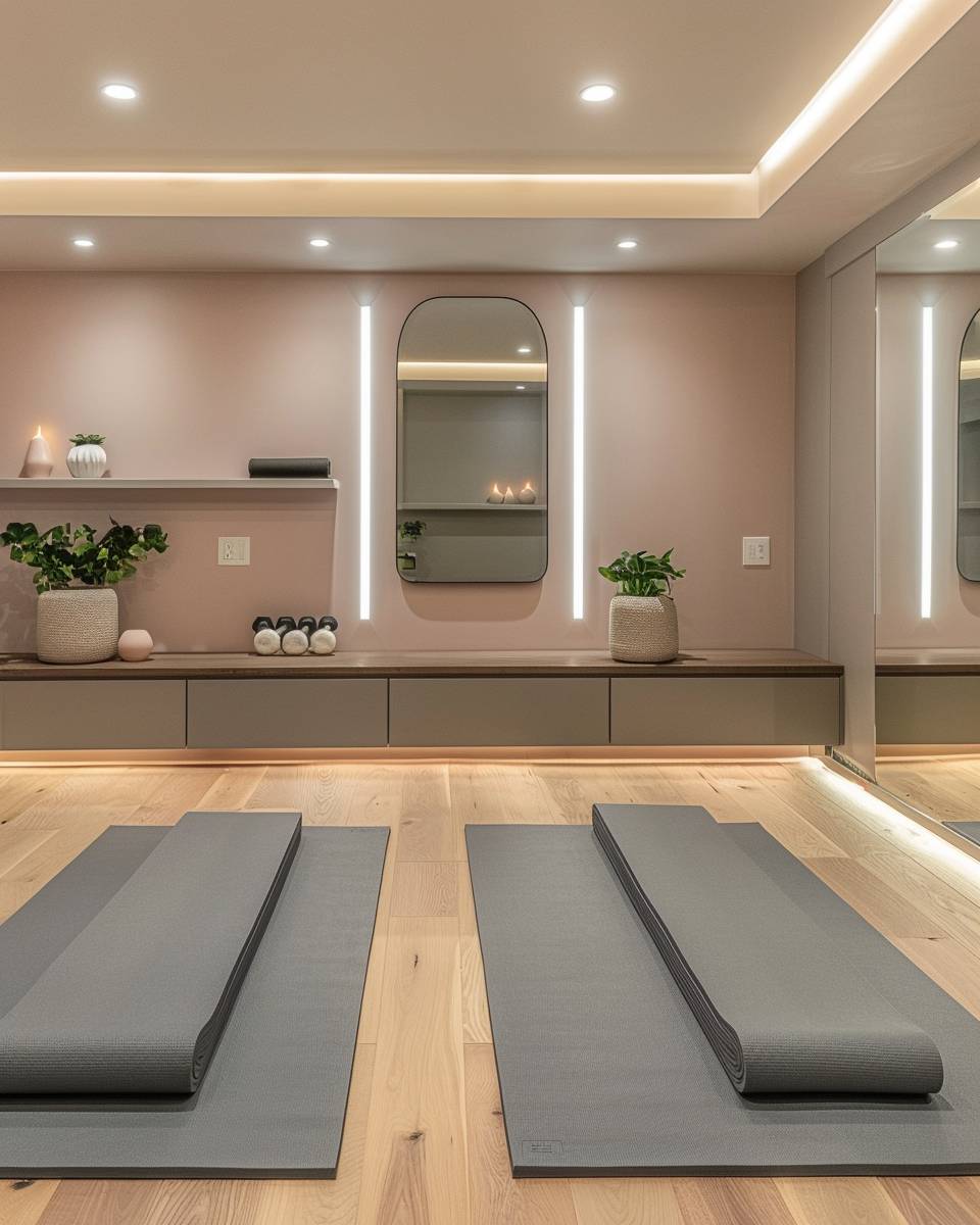 Fitnesskeller einrichten- Schaffe einen Bereich für Stretching und Yoga