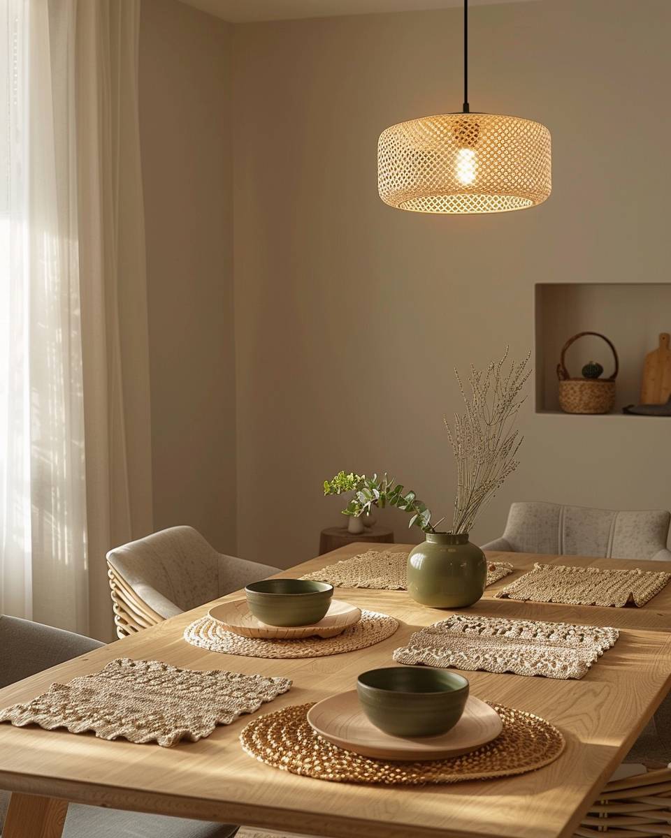 Ideen: Esszimmer gemütlich einrichten- Serviere besondere Tischsets oder Tischläufer