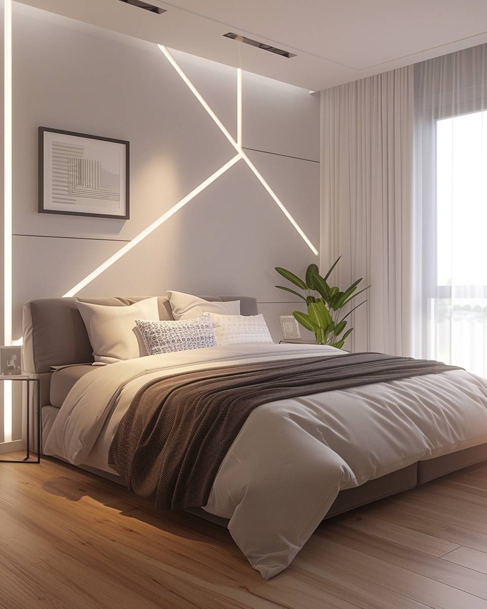 Ideen für Bett-Rückwand- Kreiere geometrische Muster mit Malerkrepp