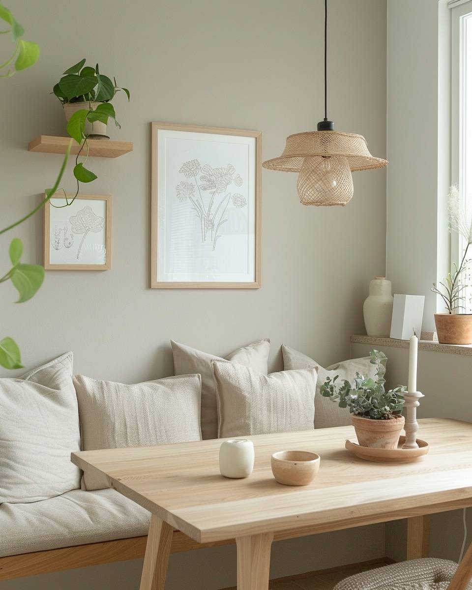 Inspiration: Esszimmer mit Eckbank- Integriere dekorative Bilder an der Wand