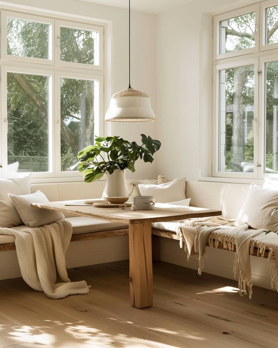 Inspiration: Esszimmer mit Eckbank- Schmücke die Bank mit kuscheligen Decken