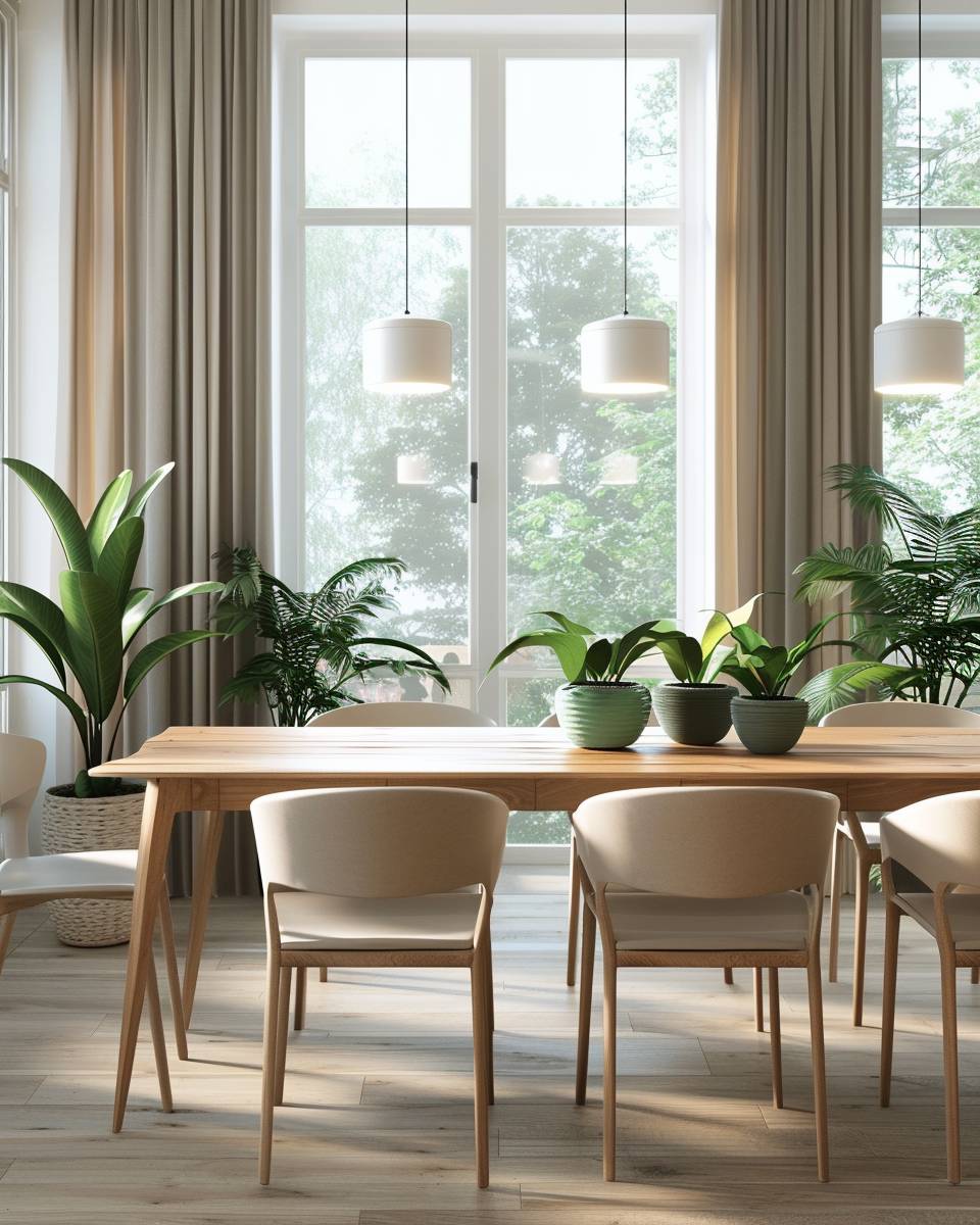 Modernes Esszimmer gestalten- Platziere Pflanzen für mehr Natürlichkeit im Raum